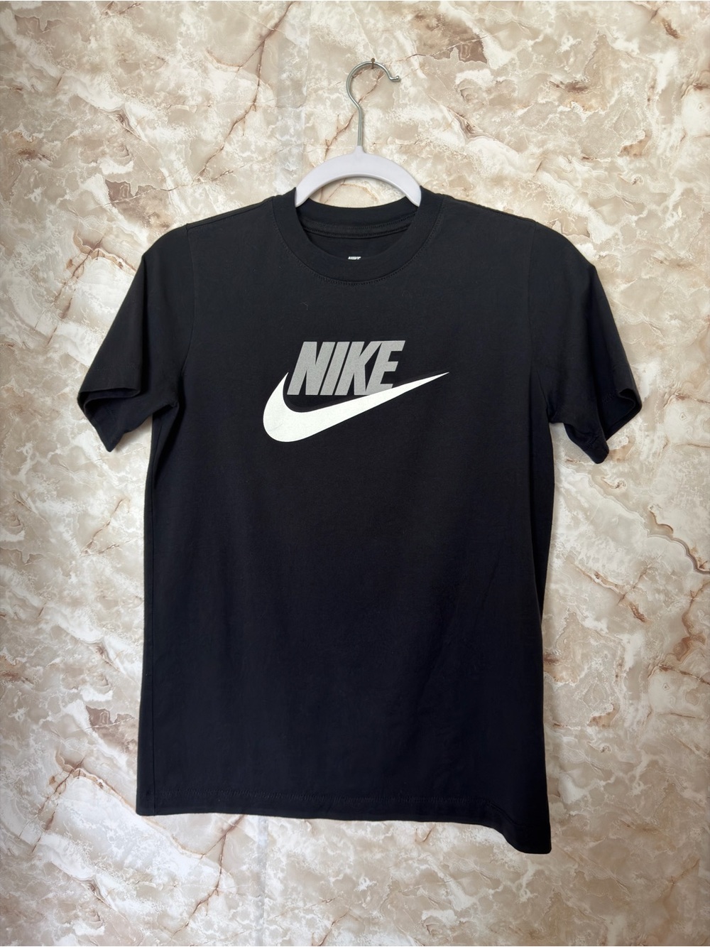 Nike Black T-Shirt with White Swoosh Logo